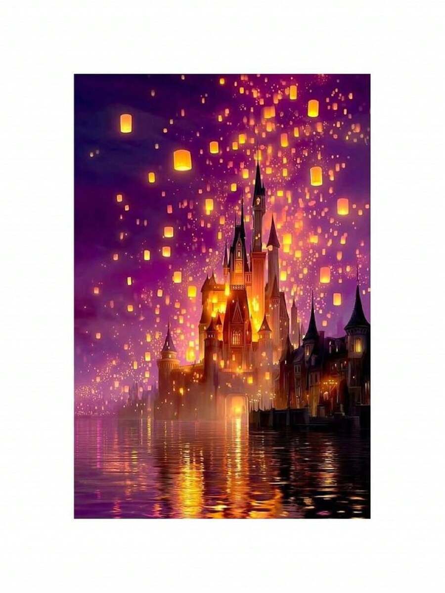 DIY 5D Full Drill Diamond Painting Kit, Sky Lantern Castle, 5D DIY Art Embroidery Mosaic Diamond Painting, Home Decor, Perfect For Home Wall Decoration Or As A Holiday Gift For Friends