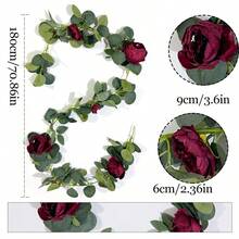 1pc/2pcs Artificial Peony Vine - Suitable For Porch Wall, Holiday Party, Courtyard Garden, Wedding Arch Decoration And Table Centerpiece Decoration - Burgundy - View 10