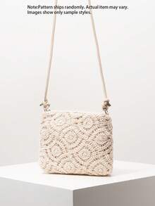 (Random Pattern)Crossbody Bag, Floral Pop, Boho, Summer Beach Bag, Travel Essential, Cruise Essential, Vacation Outfits Women, Crochet Set, Gifts For Women - Apricot - View 2