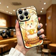 手机壳:适配 iPhone17 16 15 14 13 12 11 proPro Max系列 福気なハムスターと金貨のデザイン 男女高级感 - ホワイト - チェックする 2