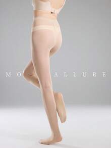 MOIRÉALLURE 1pc Solid Color Suitable For Daily Life Basic Tights - Clear - View 5