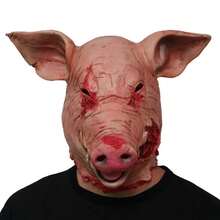 1pc Halloween Latex Mask, Scary Pig Head Mask, Funny Donkey Head, Turkey Head, Mouse Head Mask, Prank Prop, Pig Head Mask, Bloody Pig Head, Party Costume Prop - Multicolor - View 3