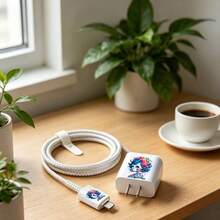 5件組適用於 18W/20W充電器保護套 TPU軟殼 防摔骷髏女性款 Apple USB-C轉Lightning充電數據線保護套 防斷線手機配件裝飾，送給朋友與家人的理想禮物 - 多色骷髏女人 - 查看 2