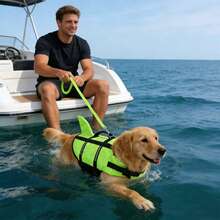 Metglad Dog Life Jacket, High Buoyancy Pet Swimwear, Shark Fin-Style Dog Life Vest With Rescue Handle, Suitable For Small, Medium, And Large Dogs For Boating, Swimming, And Surfing - Green - View 2
