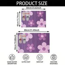 1pc Elegant Floral Pattern Microfiber Bath Rug,Non-Slip And Soft Bathroom Mat,Doormat,Water Absorption Mat,Machine Washable,Low Pile,TPR Backing,Knit Fabric,ForBedroom,Kitchen, Entryway,Indoor Use,Accessories & Home Decor,Perfect New Home Gift. - Purple - View 3