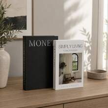 Set Of 2 Decorative Home Books, Open Hidden Storage Boxes - Flip Top Faux Books - Paper Storage Boxes, Suitable For Coffee Table, Bookshelf Or Mantel, For Storing Photos, Keepsakes And Remote Controls - Black-white - View 5