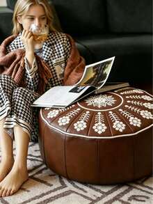 1 pieza Taburete de almacenamiento con bordado floral bohemio, cojín de suelo redondo con función de almacenamiento, diseño impermeable, adecuado para sala de estar, dormitorio y decoración del hogar, taburete multifuncional para almacenamiento de ropa, banco de almacenamiento para el hogar, caja de almacenamiento plegable de gran capacidad, taburete creativo para cambiarse los zapatos, cojín redondo suave, silla de almacenamiento lateral del sofá - Multicolor - Ver 4