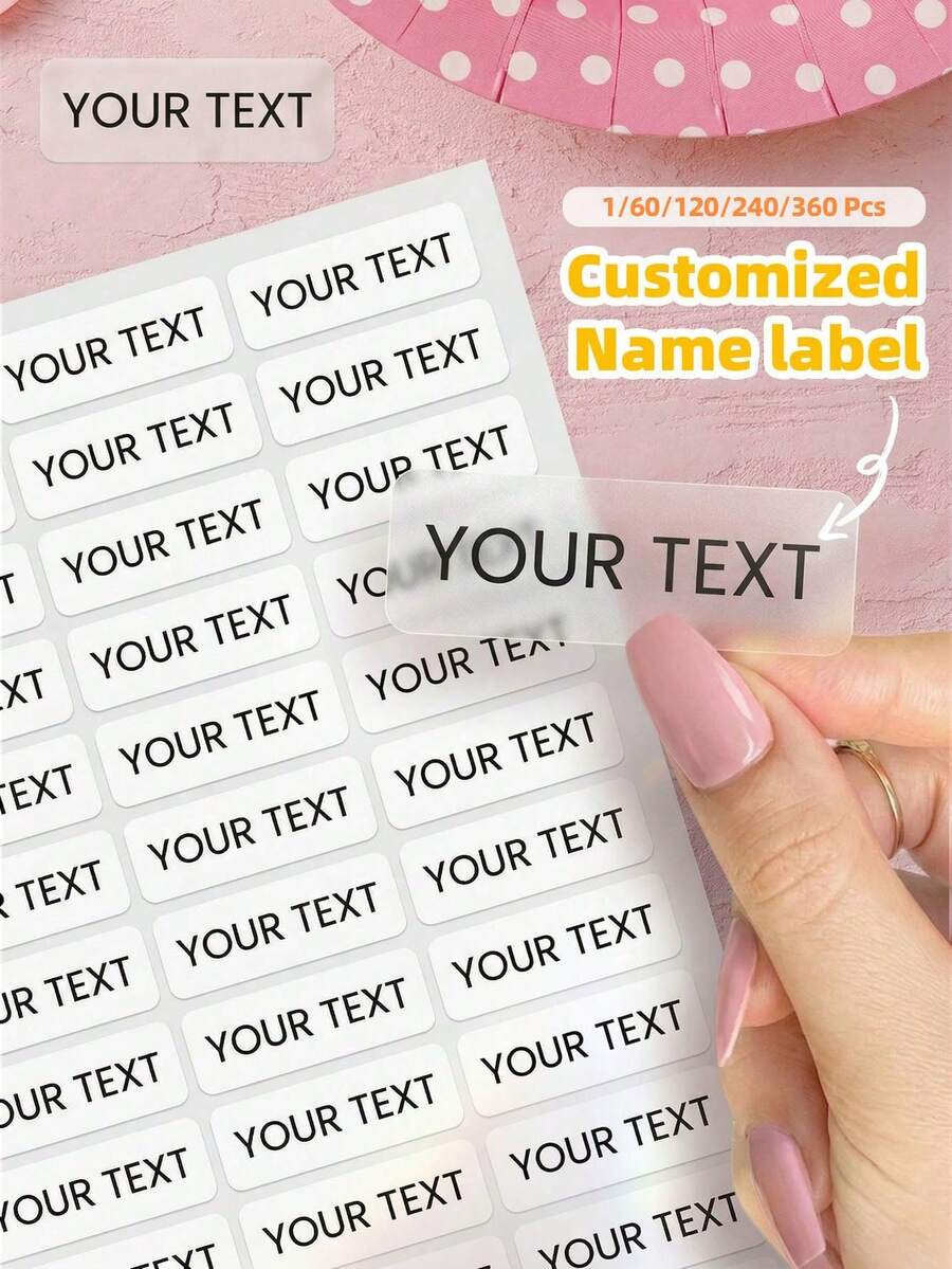 1/60/120/240/360pcs Customizable Name Label Stickers, Personalized Waterproof PVC Labels For Pencils, Notebooks, Backpacks, Lunch Boxes, Water Bottles, School Supplies, For Teenagers, Students, Teachers, Parents, Back To School, Kindergarten Labels - Multicolor - View 1