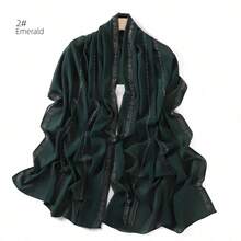 1 Piece Solid Color Rhinestone Chiffon Hijab, Elegant Faux Rhinestone Headscarf, Sunscreen Shawl For Women, Ideal For Dresses. - 酒紅色 - 查看 1