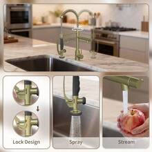 Commercial Single Handle Kitchen Sink Faucet Brushed Gold Pull Down Sprayer DesignSink Accessories Kitchen Sink Parts Sink Organizer - Brushed Gold1 - View 4