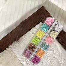 12格美甲珍珠裝飾，馬卡龍色半圓珍珠，甜美百搭DIY美甲配件美甲飾品 - 彩色 - 查看 8