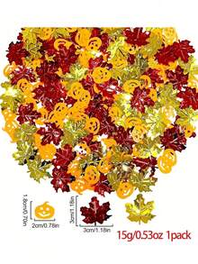200Pcs Halloween Maple Leaf And Pumpkin Confetti, Glitter Maple Leaf Confetti Table Decor, Party Confetti For Tossing, Perfect For Fall Weddings, Home Table Decor, Halloween, Thanksgiving, Birthday Parties, And Fall Decor - Multiple Styles - View 3