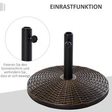 Parasol Stand For 25 Kg Umbrellas, Rattan-Look, Basket For Umbrellas Ø35/Ø38/Ø48 Mm, Antique Bronze, Ø53 X 40 Cm - 銅色 - 查看 6