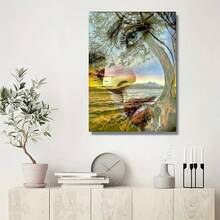 Pintura de Diamantes DIY 5D Redonda sin Marco [Retrato de Árbol Antiguo en Superficie de Lago Doble Exposición Arte Paisaje] Adecuado para Regalos de Vacaciones, Regalos de Cumpleaños, Regalos de Pascua, Regalos de Halloween, Regalos de Navidad, Regalos de Fiesta, Arte, Escenario de Lago Natural Cuadro de Sala de Estar Decoración de Pared del Hogar Decoración de Cuatro Estaciones Decoración de Habitación Manualidades, Decoración de Halloween - Sin marco - Ver 8