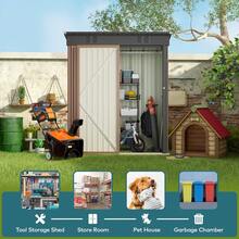 5' X 3' Outdoor Storage Shed With Singe Lockable Door,Galvanized Metal Shed With Air Vent Suitable For The Garden,Tiny House Storage Sheds Outdoor For Backyard Patio Lawn - Brown - View 5