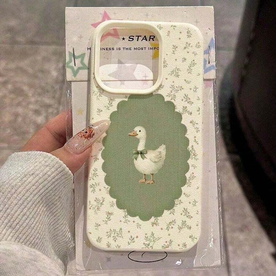 Funda de Celular 2026 Juvenil y Moderna, 1 pieza, Material TPU, Ligera, de Lujo, con Patrón Retro de Cisne Azul, Compatible con 17 Pro/17/16 Pro/15/13/12/11, S20 FE/A15/S24/A55, Note 11/Note 12/Note 13 Pro, Funda Protectora Suave a Prueba de Golpes de Cuerpo Completo. - Blanco 6 - Ver 1