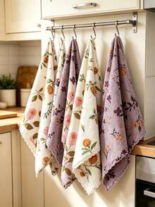 Floral Pattern Dish Cloth, Quick Dry Thickened Extra Wide Kitchen Towel, Soft & Breathable, Suitable For Bath Towel, Car Polishing Pad, Dish Washing Or Glass Cleaning - Multicolor - View 4