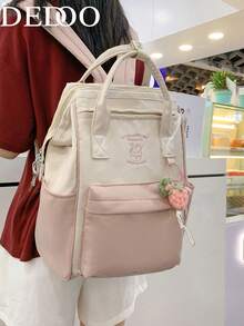 Dedoo Mochila para mujer, mochila de mano de dos tonos, tela de nailon impermeable, gran capacidad de almacenamiento ligero, escuela regreso a la escuela uso diario todas las estaciones - Rosa - Ver 6