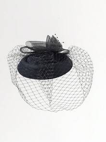 1pc Elegant Mesh Bridal Veil Hair Cap - Black-407 - View 3