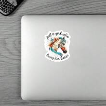 1PC 3Inch 1PC 3In" Just A Girl Who Loves Her Horse Boho Horse Sticker, Equestrian Lifestyle Design For Laptops, Notebooks, Water Bottles, Cups, Journals, Lockers, Perfect Gift For Horse Lovers, Riders, Students, Teachers, And Animal Enthusiasts - A - View 2