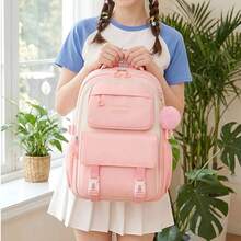 1pc Fashion Backpack, Lightweight With Adjustable Shoulder Straps, Multi-Compartment Large Capacity Backpack, Dual Zipper Closure, Suitable For School, Travel And Daily Use - Single Package - View 9