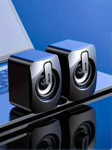 1 Pair Desktop Computer Speakers, Wired USB Powered 3.5mm Audio Interface, Suitable For Desktop PC Laptop Phone Monitor, LED Blue Light Stereo Surround Bass Adjustable Volume, Mini Compact Gaming Multimedia Audio Speakers - View 10