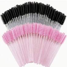 150/50 piezas Cepillos desechables para pestañas, cerdas de nailon tamaño S, aplicador de extensión de cejas sin aroma, mango de plástico ABS, adecuado para piel normal, juego de cepillos rosa y negro, cepillo para cejas y sombras de ojos, decoración de bodas, accesorios de baño - A - Ver 2