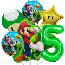 6pcs Kids Birthday Party Home Background Decoration Cartoon Super Brothers Game Aluminum Foil Balloons - Multicolor - View 6