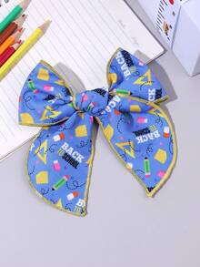 1pc Back To School Blue Hair Bow Clip,Stationery Pattern Hair Clip,Casual Fabric Hair Pin,Opening Ceremony/First Day Of School Hair Accessory,Teenager - Multicolor - View 7