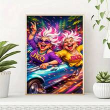 1pc DIY Happy Grandma Pattern 5D Diamond Painting Kit, Suitable For Adult Beginners DIY Mosaic Diamond Art, Full Drill Handmade Hobbyist Self-Design DIY Diamond Painting, Applicable For Living Room, Bedroom, Office Wall Decoration Hanging Painting, Surprise Holiday Home Decor Gift For Family And Friends, Unframed [30*40cm/11.8*15.7in][40*50cm/15.7/19.7in] - No Frame - View 2