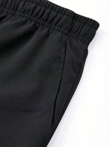 1 Unidad Pantalones Hombre Texturizados Color Sólido Corte  Holgado, Ligeros Transpirables Multiestación, Ideal Uso Diario, Playa, Running y Golf Estilo Vacacional - Negro - Ver 4
