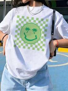 Women's Summer Fashion Short Sleeve T-Shirt, Casual Outdoor Fashion T-Shirt, Relaxed Cartoon Print Casual T-Shirt, Comfortable T-Shirts, Stylish Models - 白色 - 查看 1
