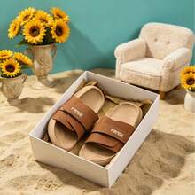 Adjustable Hook And Loop, Breathable, Shock-Absorbing, Soft And Comfortable Slippers For Men And Women, Suitable For Daily Wear And Play In Summer. - Classic Mocha Yellow - View 4