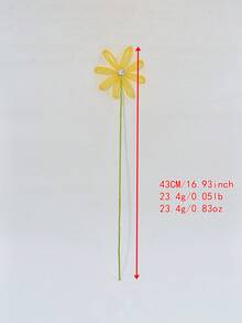 1PC Bright Yellow Beaded Artificial Flower With Rhinestones, Fashionable Faux Flower Branch, Holiday Bouquet Gift, Creative Handheld Bouquet, Suitable For Wedding Event Decor, Home Decoration, Vase Filler - Yellow - View 8