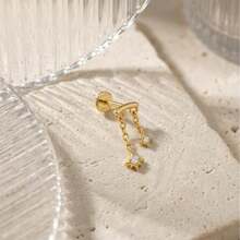 1 pièce Boucle d'oreille de cartilage en argent sterling 925 avec chaîne à franges et étoile en zircone cubique, bijou cadeau pour femmes pour usage quotidien, rendez-vous, Saint-Valentin et mariage - #4 - Voir 7