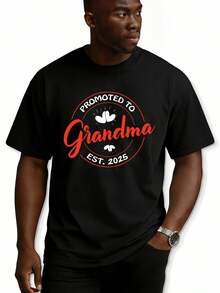 Promoted To Grandma 2025 Men's Black T-Shirts Gifts Graphic Tees Summer Clothes Stylish And Lightweight, Perfect For Summer Sports And Leisure Wear - Suitable For Streetwear - 白色 - 查看 3