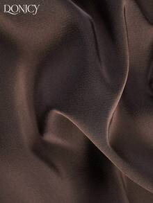 DONICY Blus Kasual Modis Wanita Warna Cokelat dengan Ikat Pinggang dan Leher Bulat - Coffee Brown - View 4