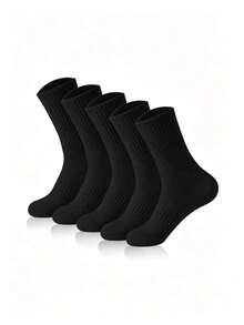 1/5/10 Pairs Unisex Comfortable Sports Socks, Suitable For Sports And Training, Women's Long Socks, Suitable For Daily And Business Wear, Antibacterial, Soft, Black And White Color, Odor-Resistant, Moisture-Wicking, Breathable, Lightweight, Suitable For Autumn And Winter - Multicolor - View 3