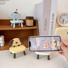 1pc Cute Desktop Phone Stand, Slouchy Bracket, Creative Puppy Chick Rabbit Ornament, Chair Stand, Horizontal & Vertical Dual-Use Portable Phone Holder, Tablet Stand - Multicolor - View 6
