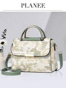 PLANEE Women's Vintage PU Crossbody Bag, Flap Shoulder Bag, Minimalist Style, For Office, Work, Fashionable Women's Shoulder Bag, Fashionable Solid Wallet For Women, A - 柔和淡色 - 查看 1
