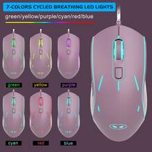 Combo de Teclado y Ratón para Juegos, Teclado K1 con Retroiluminación LED Arcoíris de 104 Teclas, Compatible con Computadora/PC/Portátil (Grosella Negra) - Grosella negra - Ver 6