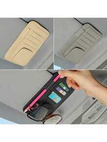 Car Sun Visor Organizer Clip, Multifunctional Interior Glasses Holder, Card Holder, ID Clip, Ticket & Business Card Storage Pouch - A - View 7