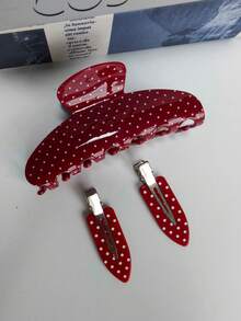 3 pièces/Set Pinces à cheveux à pois vintage, pinces à cheveux rouges, bleues et noires, ensemble d'accessoires pour cheveux, grande taille, pinces à cheveux pour femmes, élégantes, demi-queue de cheval, pinces à cheveux, ambiance hivernale lumineuse, mode, polyvalente, accessoires pour cheveux en forme de diadème, cadeau - Multicolore - Voir 6