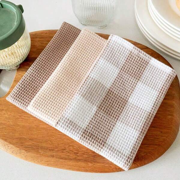 3 panos de prato com trama waffle, panos de limpeza para cozinha e sala de jantar, 13.77*13.77 pol.