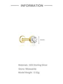 1件莫桑鑽耳釘 中性款 0.03-0.3CT S925純銀 低過敏耳環 婚禮珠寶 D色 VVS1淨度 - 金色 - 查看 6