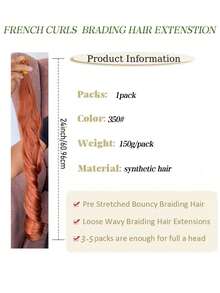 24 Inch Long French Curly Braided Hair Extensions, Synthetic Hair, Loose Wavy Spiral Curls, Ombre Color, Heat Resistant, Pre-Stretched, Halloween - Multicolor - View 5
