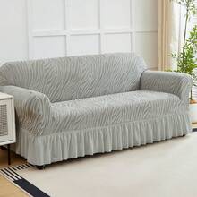XM-Mirelitho 1PC High Elastic Sofa Cover Suitable For 1/2/3/4 Seat Jacquard Skirt Sofa Cover Cat Claw Proof Easy To Clean Machine Washable Sofa Protector Suitable For Bedroom Office Living Room Home Decoration All-Inclusive Sofa Cover - 淺灰色 - 查看 2