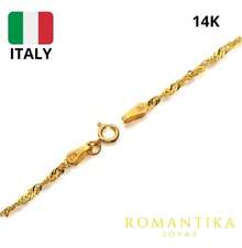 Singapore Mini Twist Chain Necklace 50cm 2mm Italian Gold 14K Karat, Gold Color, Romantika Jewelry, Fine Jewelry, Genuine Tested And High Quality 14K Gold Italy, Gift For Men And Women - 多拉多 - 查看 5