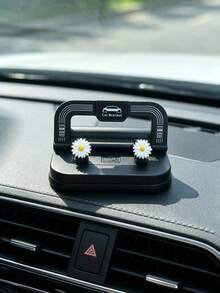 1pc 360 ° Rotatable Car Phone Holder 2-In-1 Parking Number Holder, ABS Anti Slip Silicone Pad, Stable Anti Shake Dashboard Navigation Decoration, Cute Daisy Car Accessories Car Decoration, Android, Multi Scene Car Office Home Desktop Holder - Bracket + Parking Sign Model - View 2