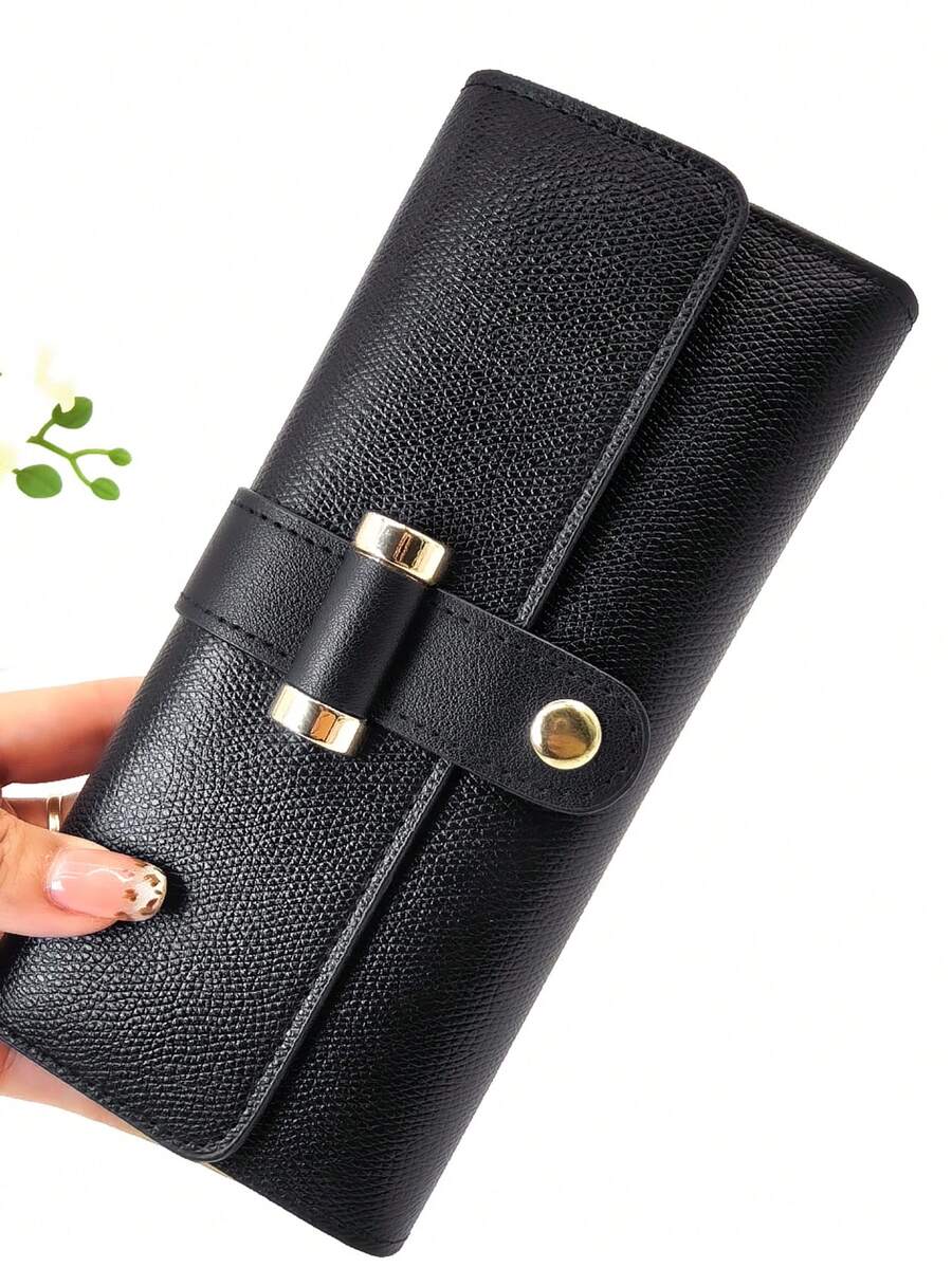 Vintage Long Zipper Wallet, Student Fashion New Style Wallet, Christmas New Year Gift, Phone Wallet, Women's Bag - Black - View 1